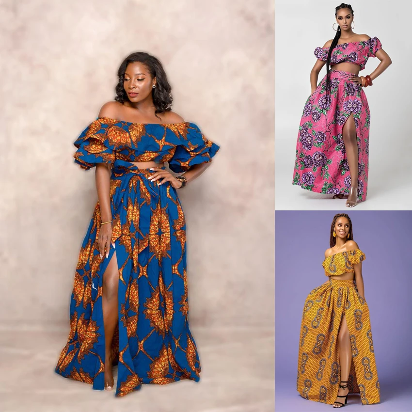 Макси юбка и укороченный топ с открытыми плечами/юбка комплект для женщин