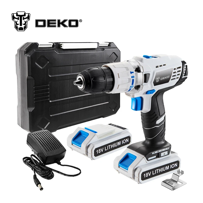DEKO GCD18DU3 18V 50N.m DC новый дизайн питания с 2 литий ионными батареями BMC Box