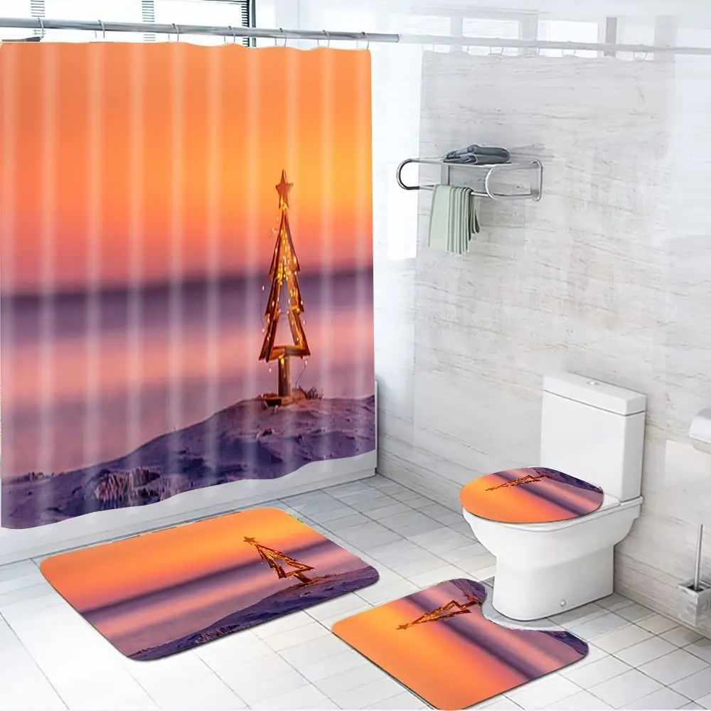 

Australian Driftwood Print Shower Curtain Set Carpet Cover Toilet Cover Bathroom Mat Cushion Cover Bathroom Curtain Household