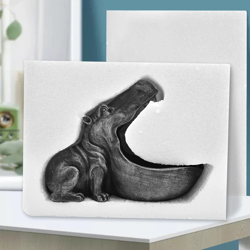 

Resin Hippo Statue Dinosaur Figurines Hippo Ornament For Interior Big Mouth Keychain Container Storage Animal Gift Home Decor