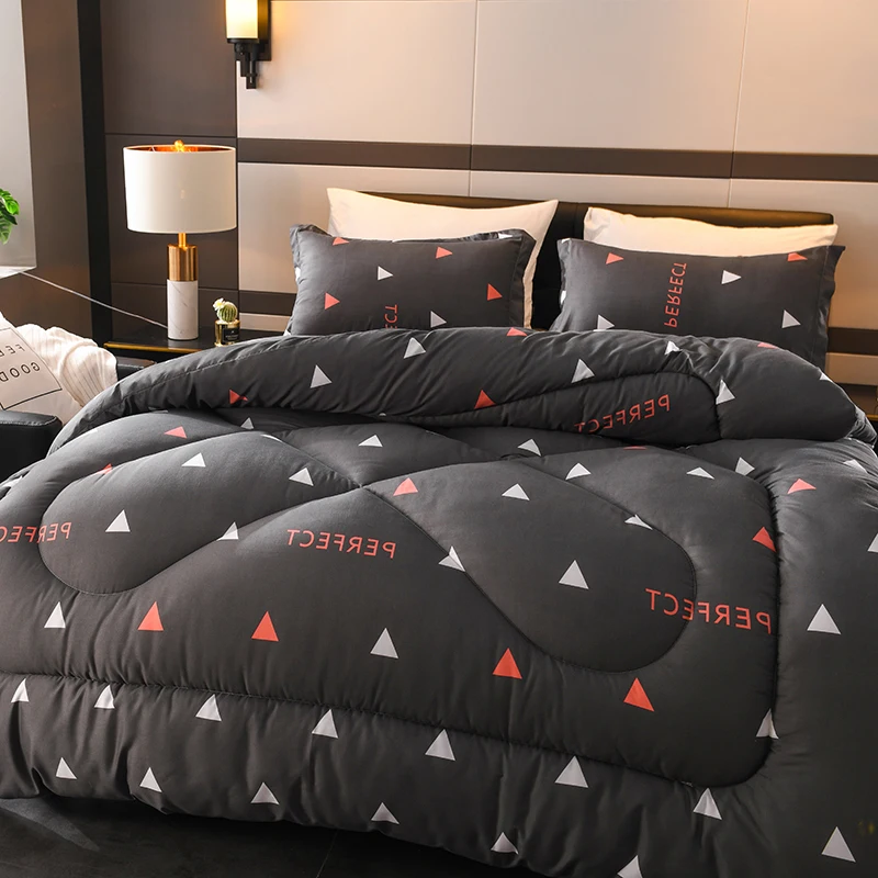 

Colorful Thicken Duvet With Stuffing Patchwork Quilt Winter Thicken Comforter Warm Winter Bed Cover Grey Bedset 220*240, 150*200