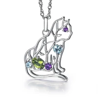 gz zongfa latest fashion fine jewelry cute cat 925 sterling silver custom women accessories pendant necklace