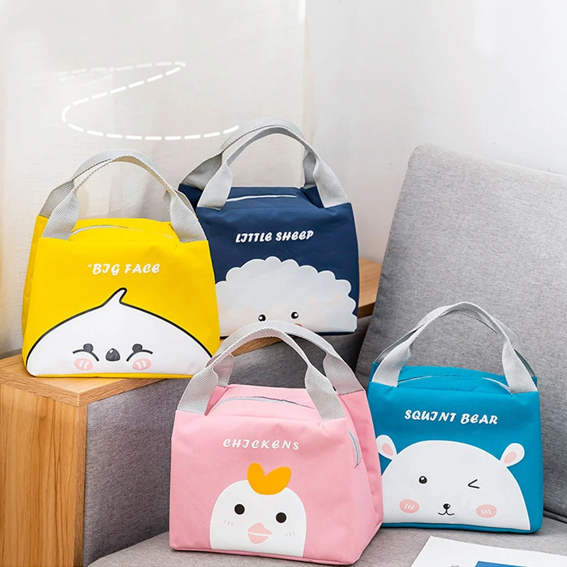 

Kids Bento Box Bag Cute Cartoon Lovely Thermal Insulated Lunch Bag Organizer Bread Picnic Beach Packaging Shopper Handbags Cheap