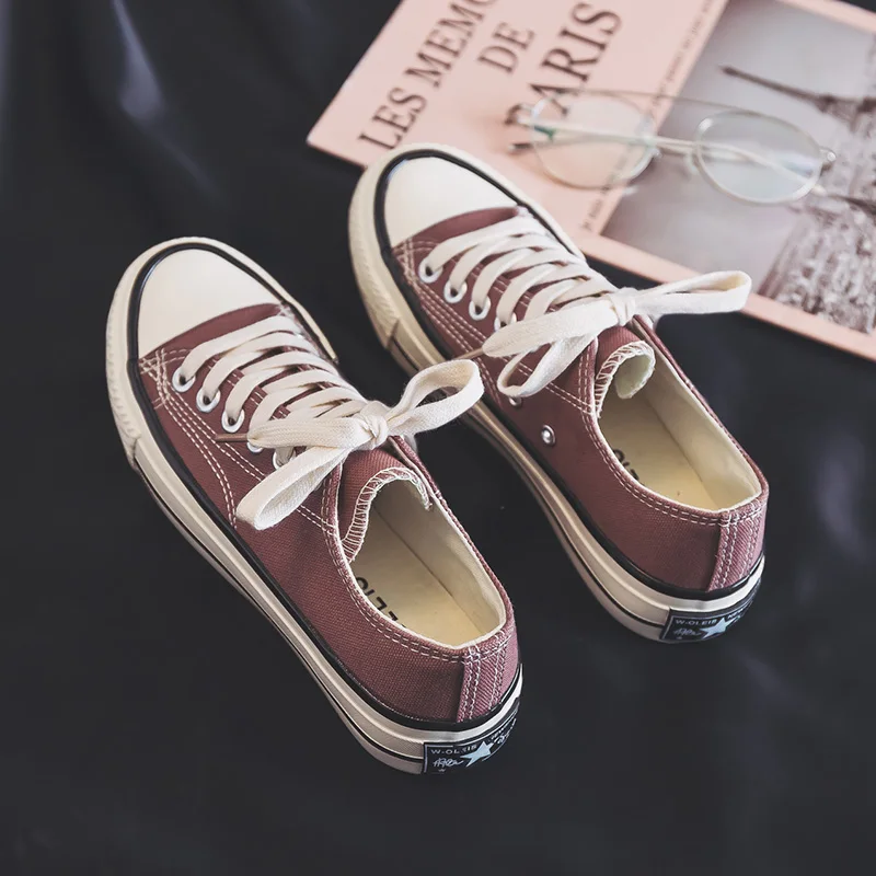 

2021 spring and summer new Korean canvas shoes women's oiling students' small white shoes casual board shoes flat bottom