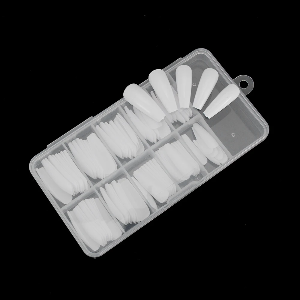 100Pcs/Box UV Gel Full Cover Acrylic Clear White Natural False Nail Ballerina Coffin Fake Nails DIY Manicure Tips Beauty Tools | Красота и