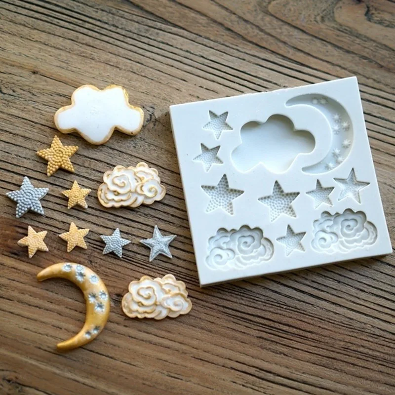 В форме звезды Луны силиконовые DIY Fondant (сахарная) форма для пирога клейкий