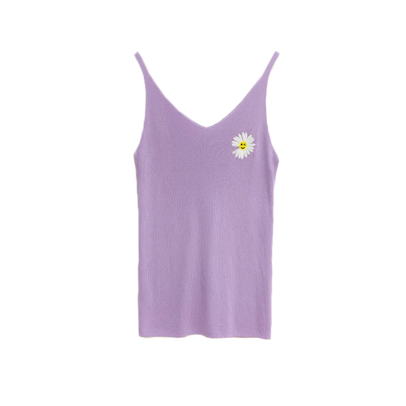 Летний Эластичный трикотажный топ на бретелях для женщин новые милые базовые