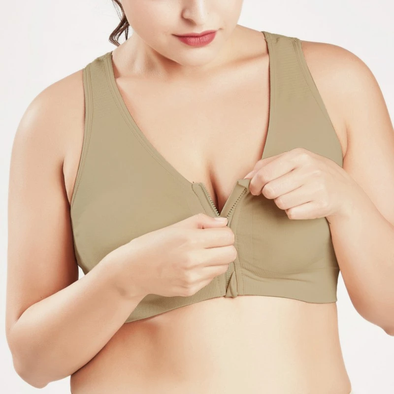 

Women's Front Zipper Sports Breathable Wirefree Padded Push Up Sports Top Fitness Gym Yoga Workout Bra Sports Bra Tops