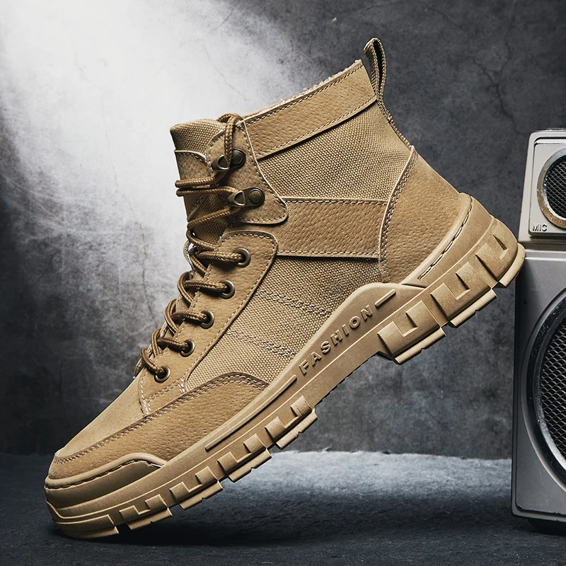 

2021 Winter Men Boots Tactical Military Special Force Waterproof Leather Desert Work Shoes Men's Combat Army Ankle Boots