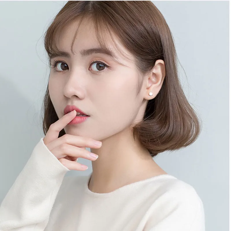 Женские серьги-гвоздики из серебра 925 пробы с геометрическим узором | Украшения и