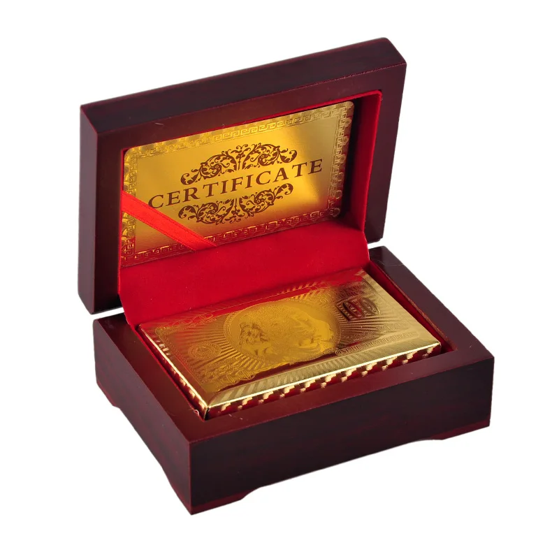 gold playing card Сертификат, карта, покрытая фольгой, карта для покера, игральная карточная игра, высокое качество, спорт, досуг, 24 K, Золотая игра, карта для покера, Подарочная коробка с - Цвет: gold playing card