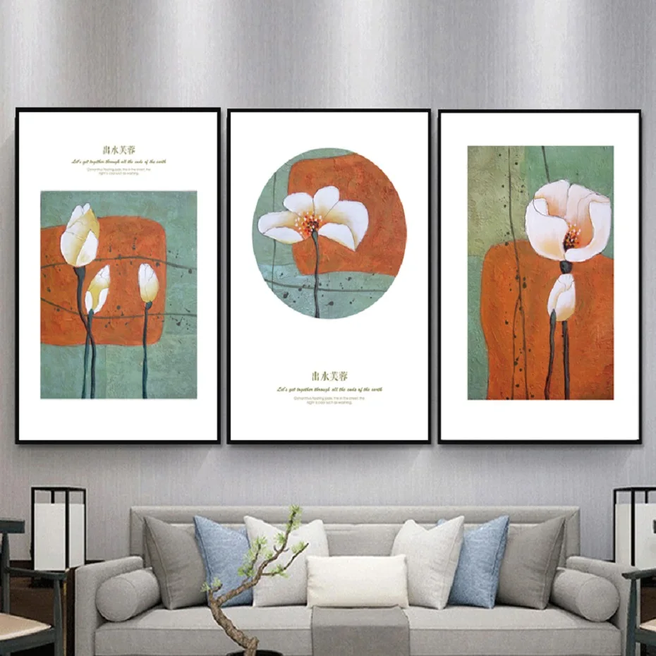 

Nordic Refresh Lotus Flowers Posters And Prints Art Life Wall Art Canvas Paintings Pictures for Living Room Home Decoration