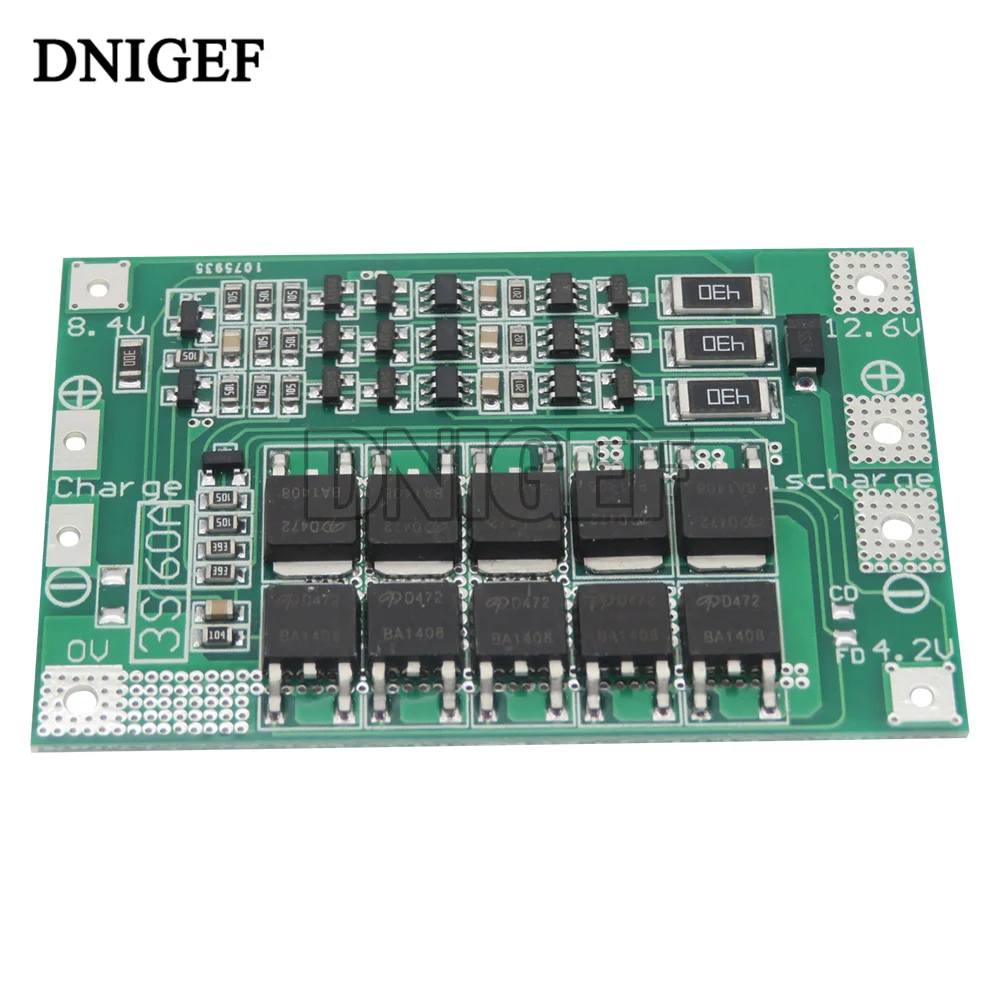 DNIGEF Balance 3S 60A BMS Li-Ion 12 6 V 18650 PCM Защитная плата для литий-ионной батареи батарея |