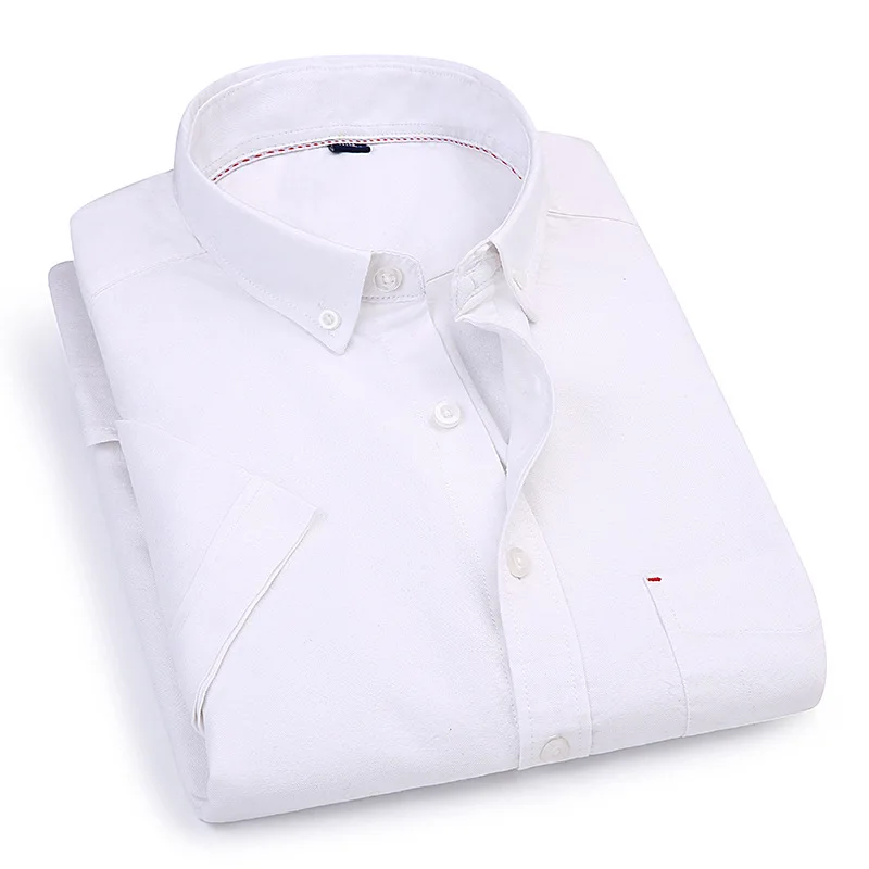 

Oxford spinning short sleeve shirt pure cotton summer men's leisure trend white half sleeve cotton Youth Fit Shirt
