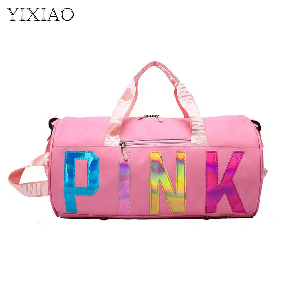 

New Laser PINK Travel Pack Women Training Fitness Sports Bags For Gym Female Yoga Waterproof Handbag Shoulder Gym Bags