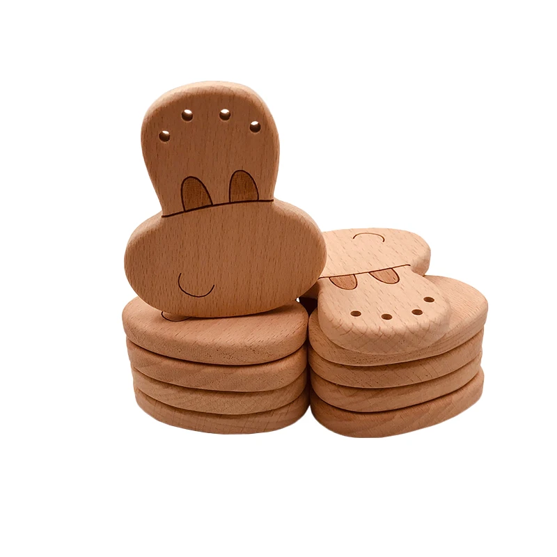 Kissteether-mordedor de madera para beb&eacute; reci&eacute;n nacido, juguete org&aacute;nico, sonajero de madera, abalorios para beb&eacute;, mordedor de madera de haya natural-5