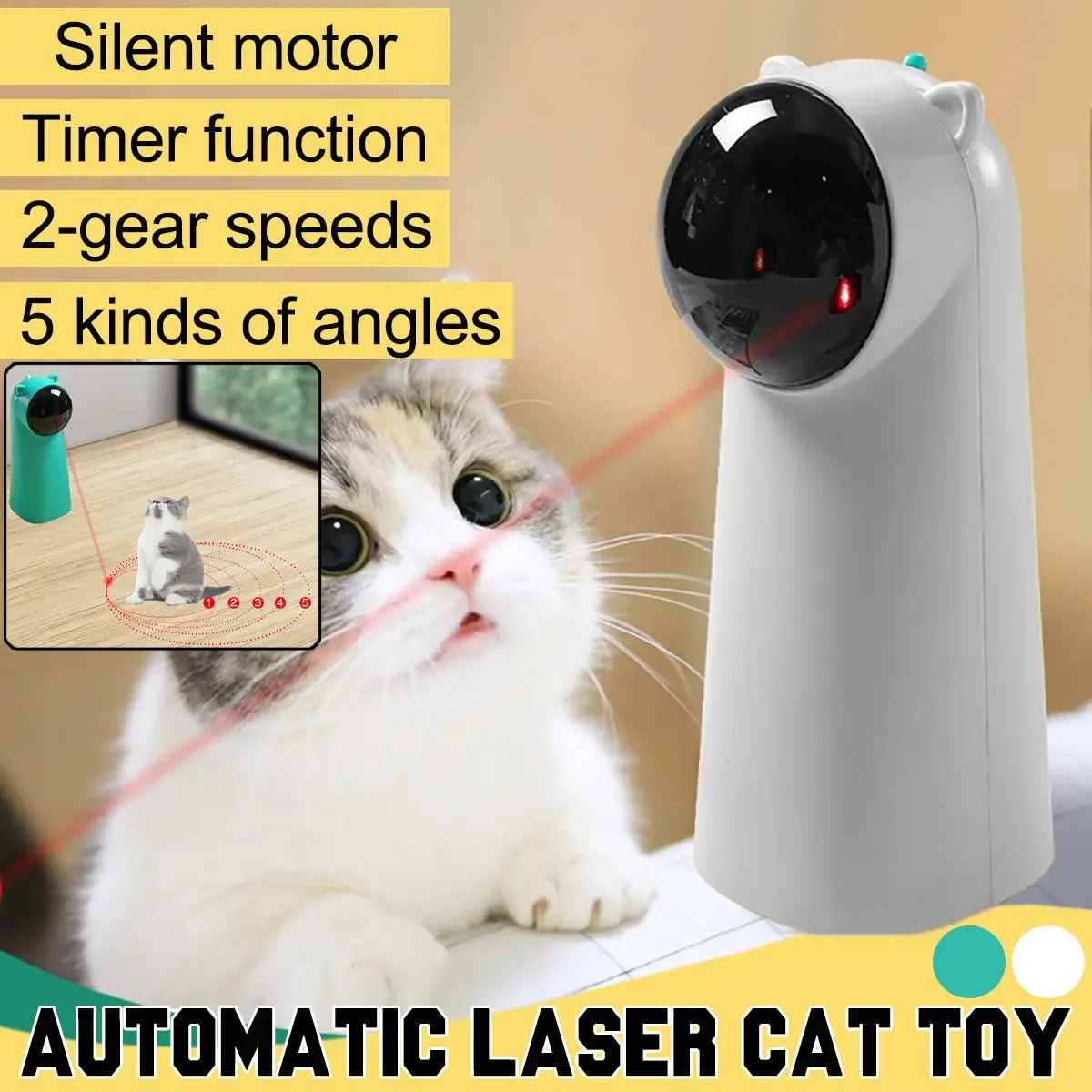 

Automatic Cat Toys Teaser Interactive Smart Teasing Pet LED Laser Funny Cat Toy Auto Rotating Cat Exercise Training Entertaining