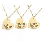 Ожерелье с подвеской в форме сердца для женщин, колье с подвеской в виде сердца для старшей сестры, сестры, младшей сестры, семьи BFF, лучшие друзья навсегда, 3 шт.