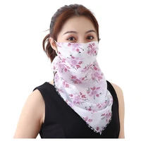 fashion face shield masks women chiffon bib neck cover sun protection hanging ear veil summer scarf dustproof headband