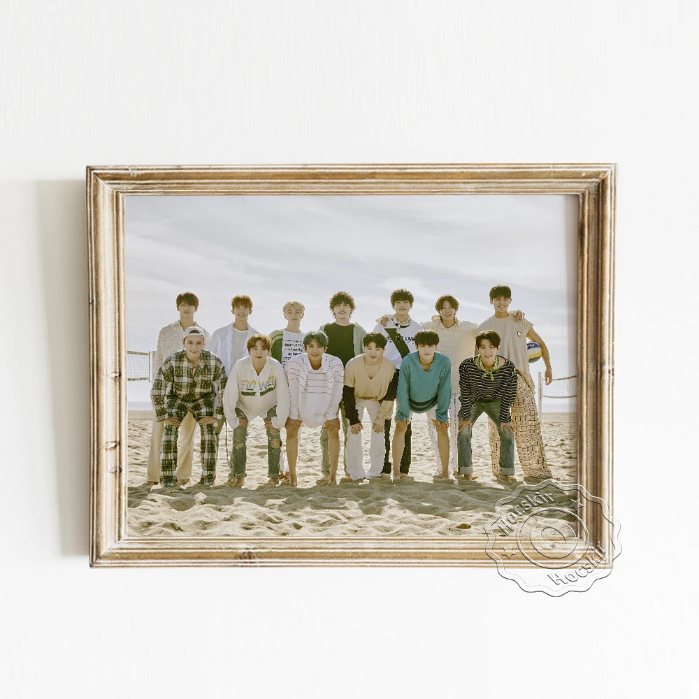 

K-pop Male Group Seventeen Prints Poster, Hip-hop Music Fans Club Wall Picture, Sunshine Beach Handsome Boy Fashion Home Decor