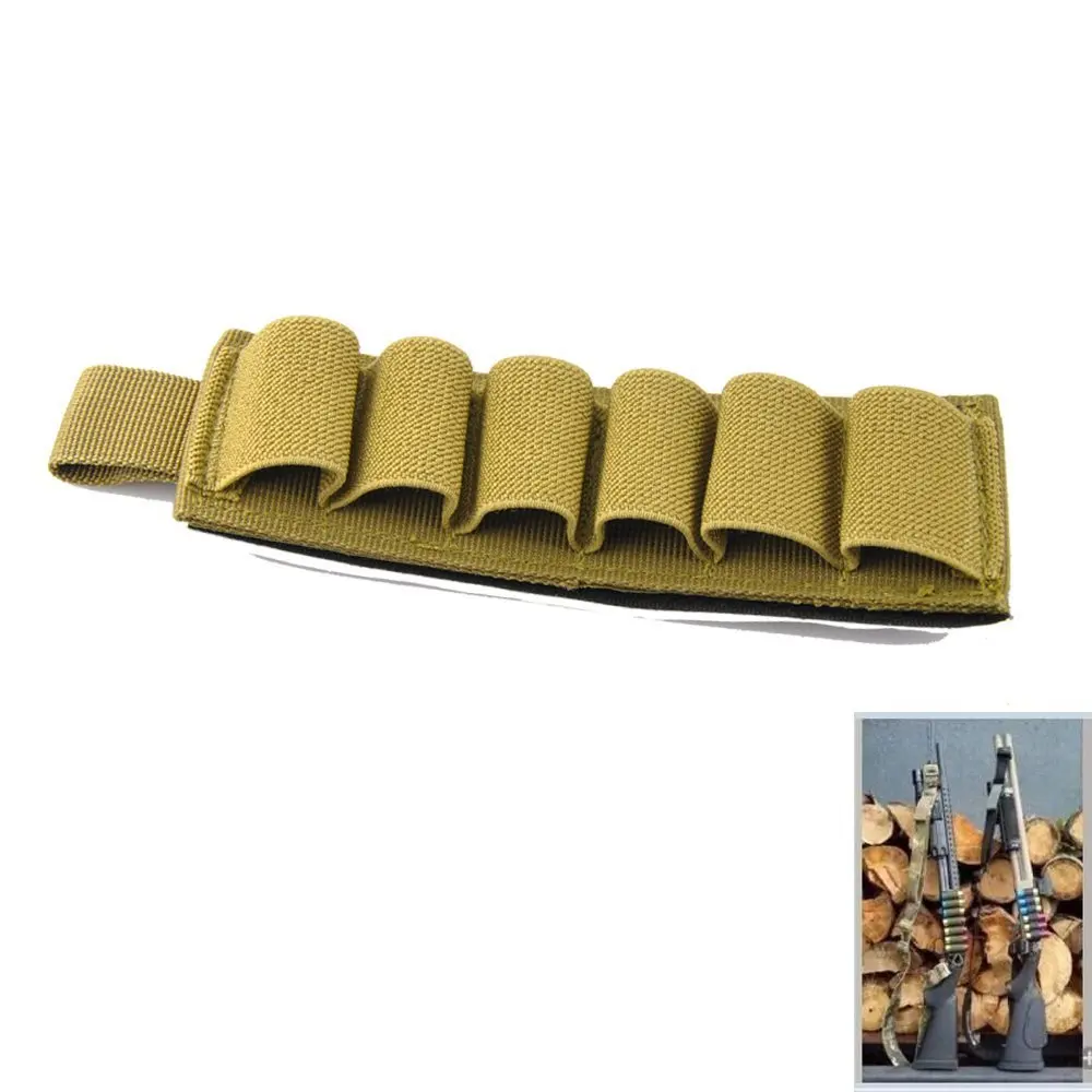 

Hunting 6 Round Shotgun Buttstock Shell Bullet Holder nylon Adhesive Strip Pouch Airsoft Ammo Carrier