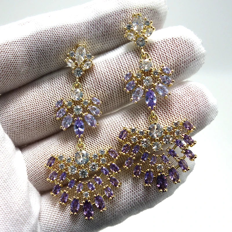 

Big Fashion Luxury sector Multicolor Earring Sets Jewelry Set For Women Wedding Party Full Zircon Dubai Bridal jewelry Set 2020