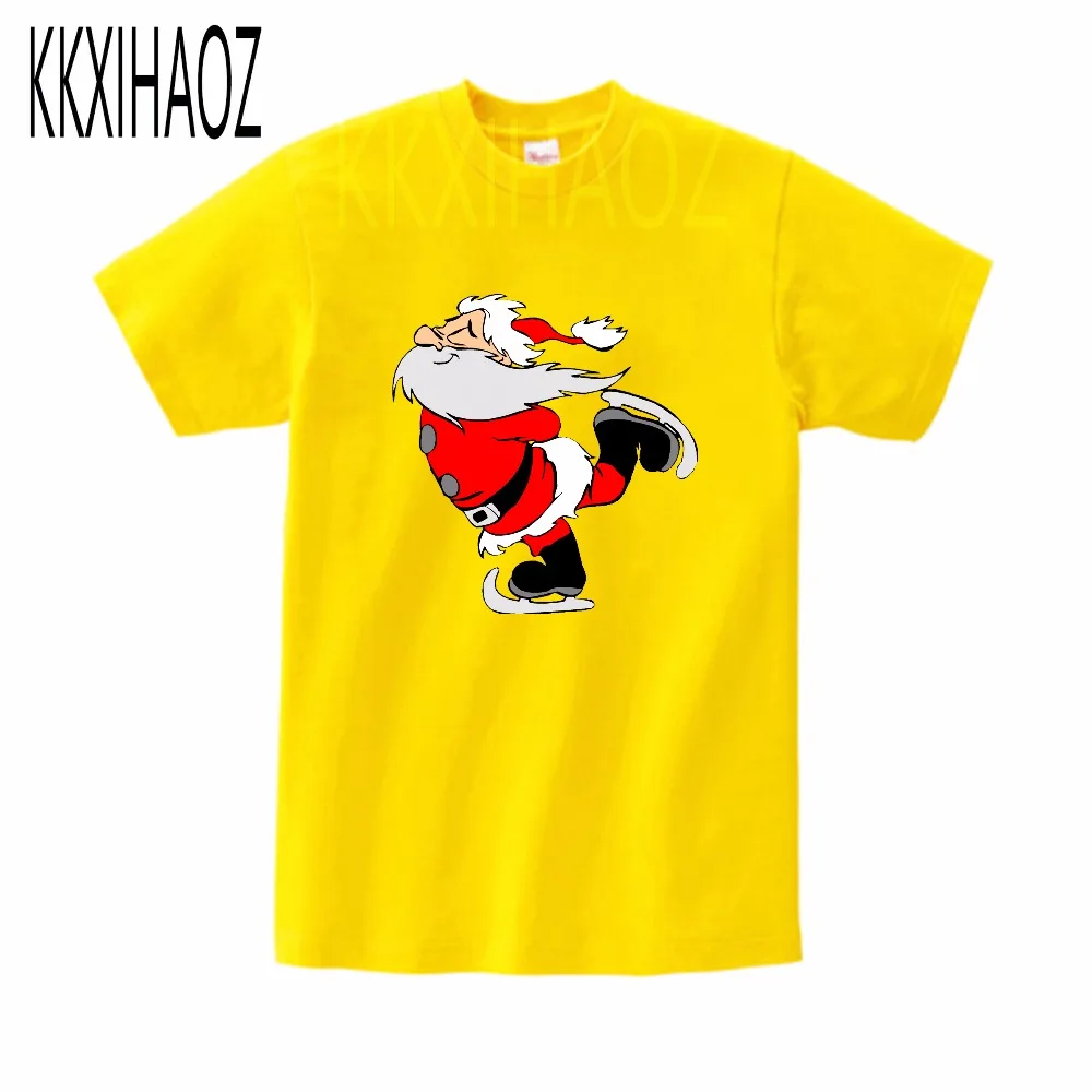 Футболка с Сантой для катания на коньках детская футболка высокого качества