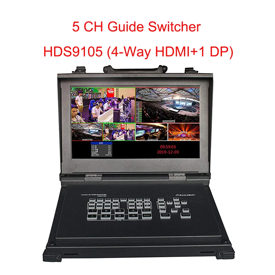 

DeviceWell HDS9105 5 канал видеомикшер HD 4 HDMI 1 DP С 11,6 дюймов ЖК-дисплей монитор для прямых трансляций руководство коммутатор