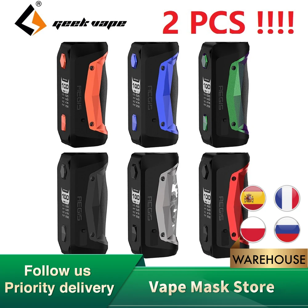 2 шт./лот!! 100% оригинальные GeekVape Aegis соло Mod 100W бокс мод для электронных сигарет Vape