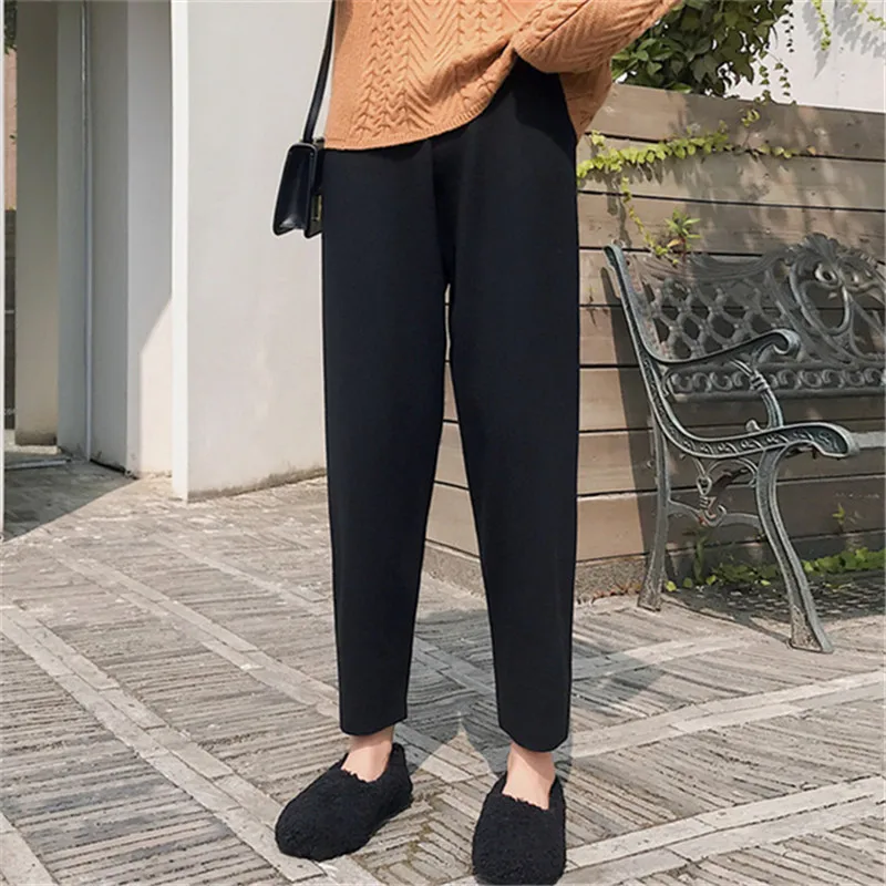

Limiguyue Winter Women Knitted Pants Korean Style Knitting Woolen Wide Leg Trousers High Waist Loose Casual Harem Pants K021