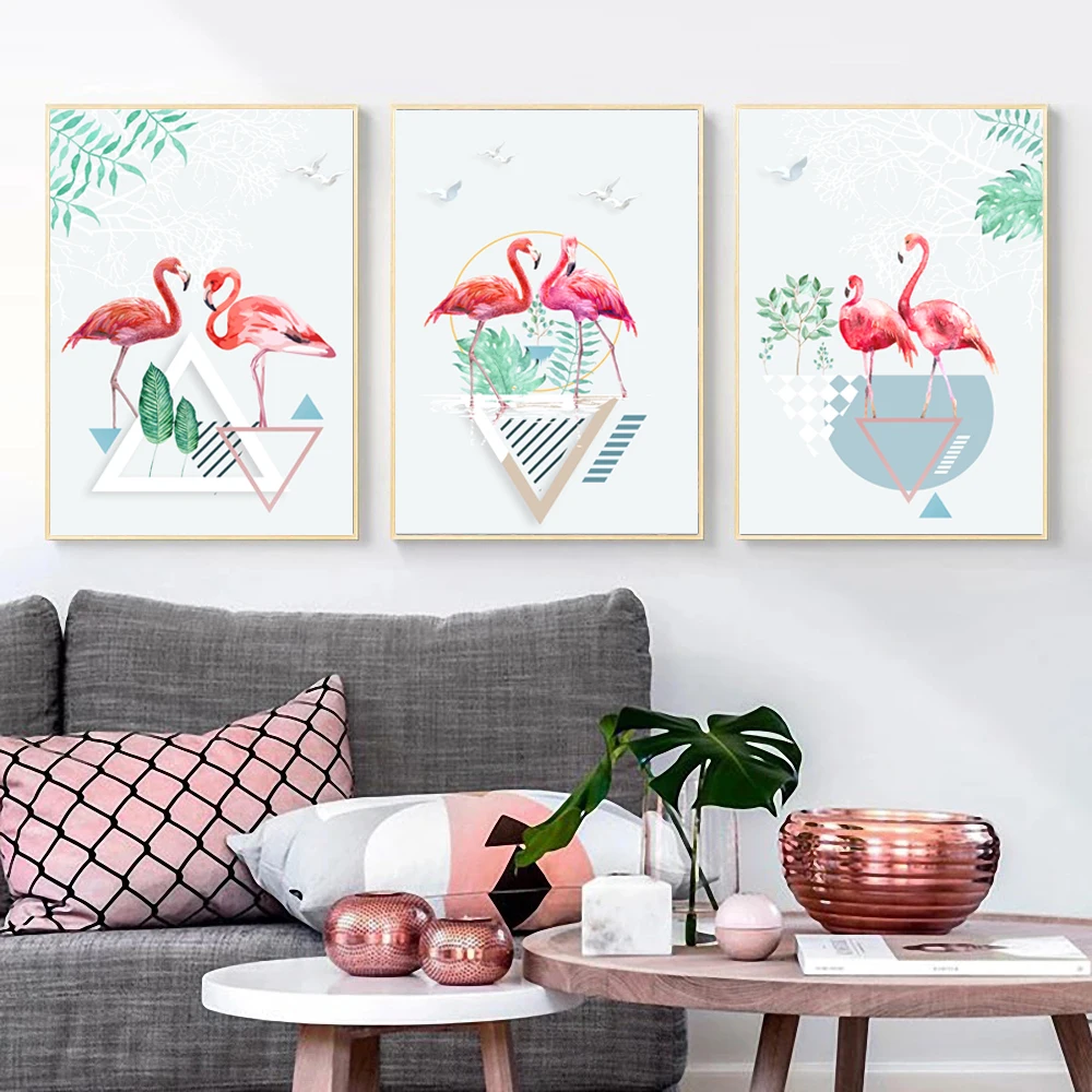 Абстрактный Розовый фламинго Декор для комнаты Настенная картина гостиной