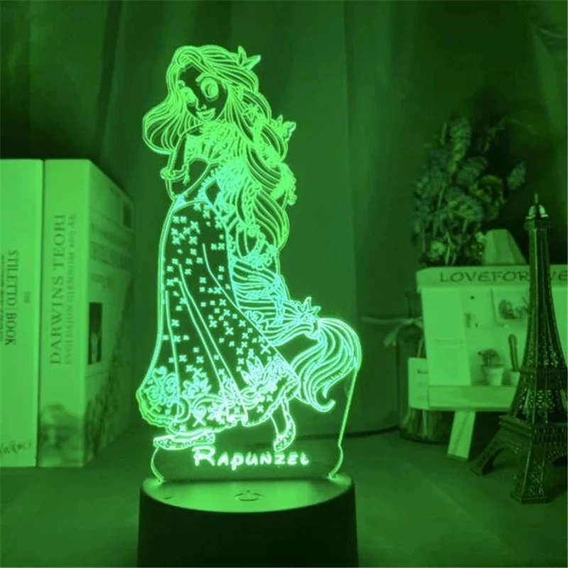 3D визуальная лампа Disney фигурка принцессы Алиса Золушка жасмин светодиодный