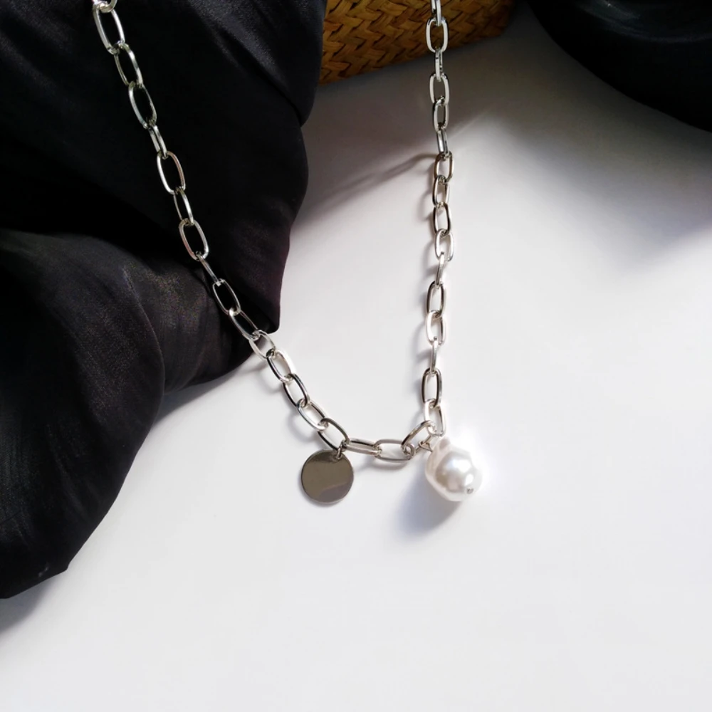 LANIWOO жемчужное ожерелье до ключиц Короткая Толстовка свитер цепь 2020 Новые Модные