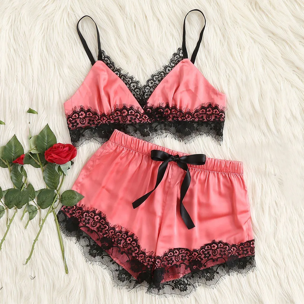 Комплект пижамный женский из шелка на тонких бретелях для зимы и лета размера