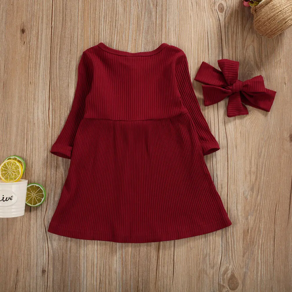 Весенне-осеннее однотонное Хлопковое платье трапециевидной формы с длинными