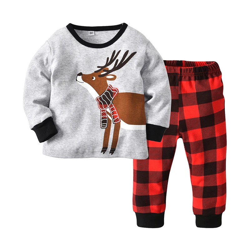 Детский пижамный комплект для мальчиков и девочек рождественские пижамы топ