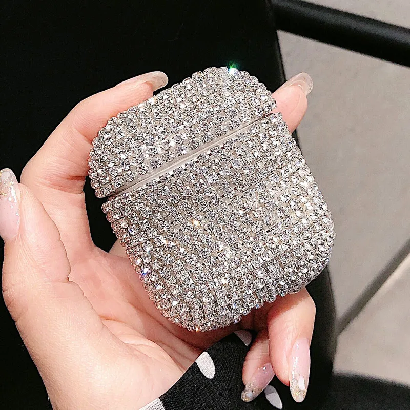 Silver EKONEDA бриллианты Bling кристалла защитный чехол для Airpods чехол для женщин стиль роскошные наушники чехол для Airpods - Цвет: Silver
