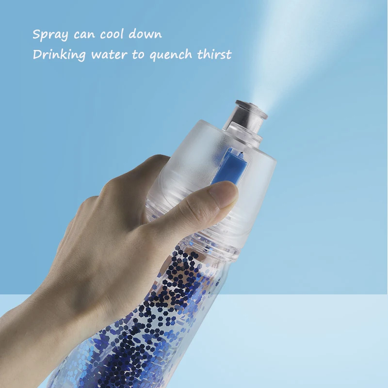 Многофункциональная пластиковая бутылка для воды с двойным распылителем 350 мл