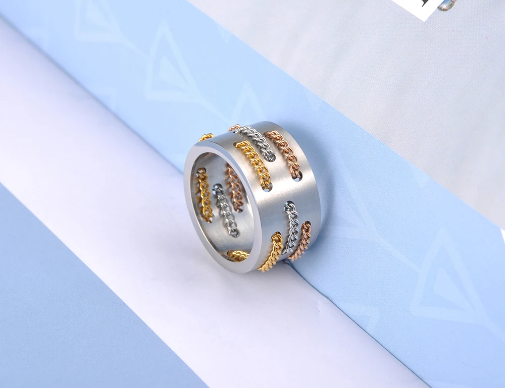 Lokaer Original Design Hiphop/Rock Chain Party Rings Jewelry For Women Men Trendy Titanium Stainless Steel Hyperbole Ring R19095 | Украшения