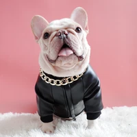 new style pet clothes dog fall winter clothes french bulldog plus velvet zipper stretch pu leather schnauzer fashion warm coat