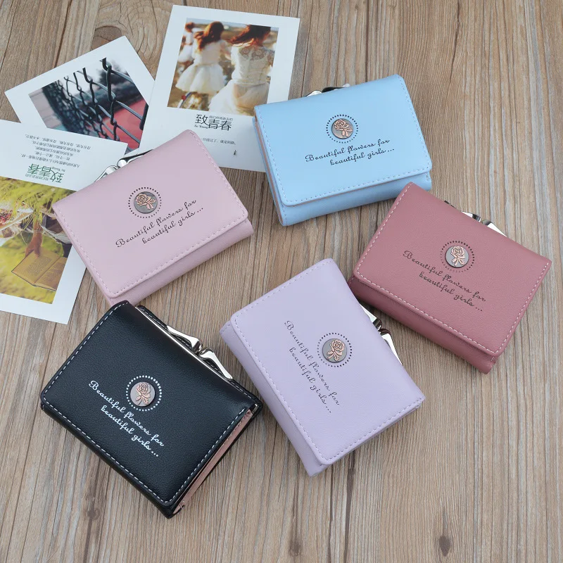 

Fashion Retro Flower Women's Wallet Short Tri-Fold ID Credit Card Holders Case PU Leather Coin Purse Hasp Mini Clutch Money Bag