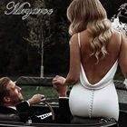 Mryarce, Простое Элегантное гибкое свадебное платье из крепа с юбкой-годе, сексуальное блестящее платье с глубоким V-образным вырезом