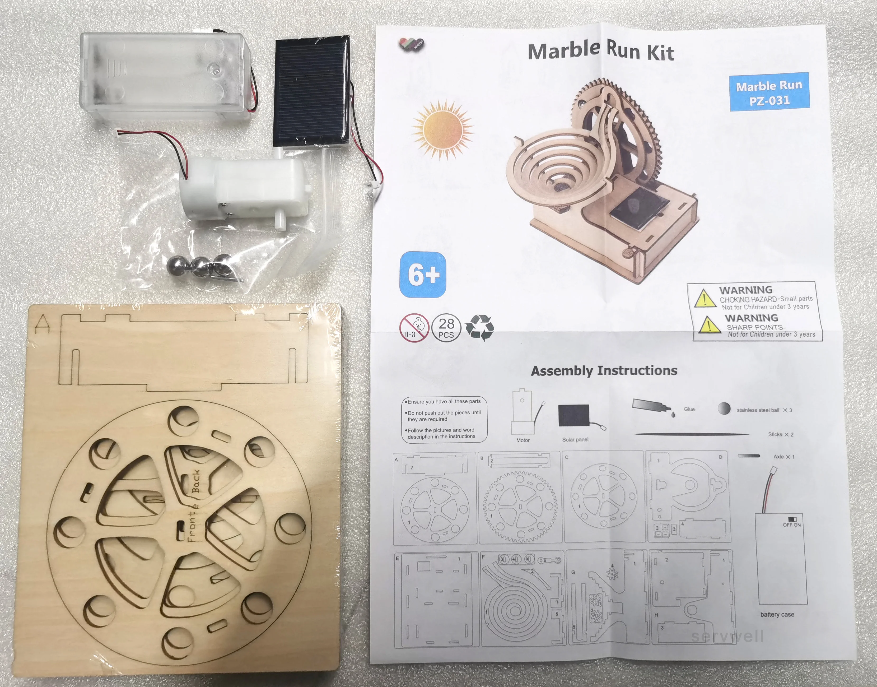 

Marble Run Game DIY Solar Energy Waterwheel Wooden Puzzle Model Building Kits Toy Gift for Children Adult