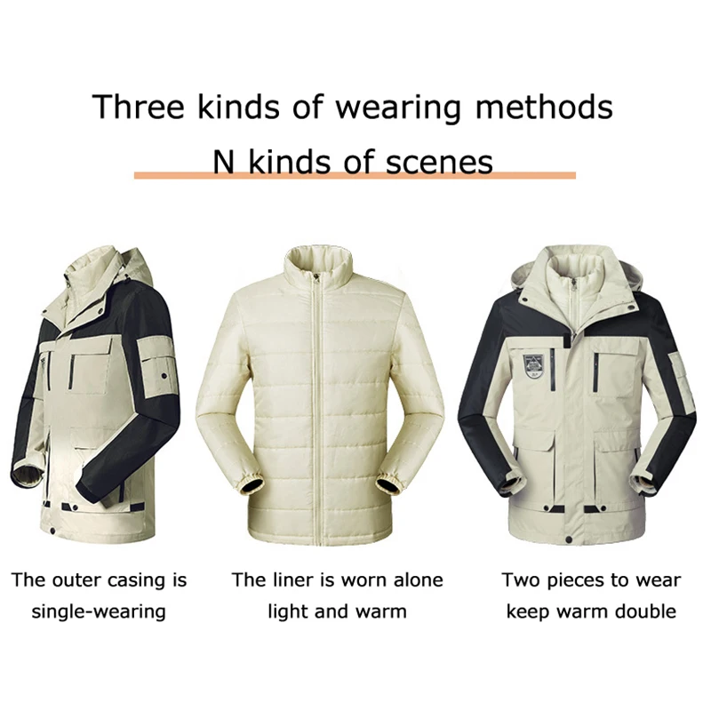 

3 In 1 Winter Autumn Jacket Men Military Tactical Jackets Waterproof Windproof Mountain Wear Windbreaker Outdoor Sports Coats