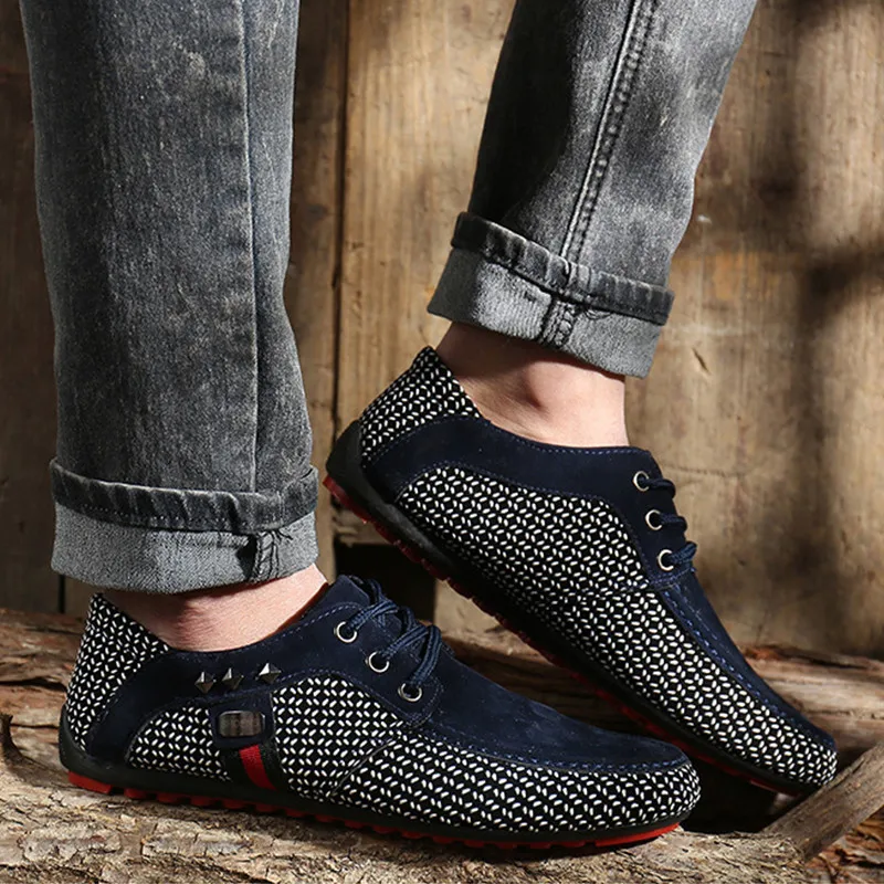 LIN KING New Comfortable Men's Pu Leather Casual Shoes Lace Up Fashion Loafers Moccasins Soft Sole Man Flats Office Work | Обувь