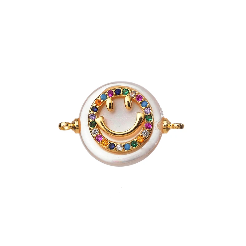 

DIY Smiley Connectors Supplies Cubic Zirconia Charms Shell Pearls Connectors Accessories For Women Earrings Bracelet Making