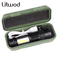 zoomable led flashlight built in battery xp g q5 mini torch lamp adjustable penlight waterproof for outdoor camping lantern