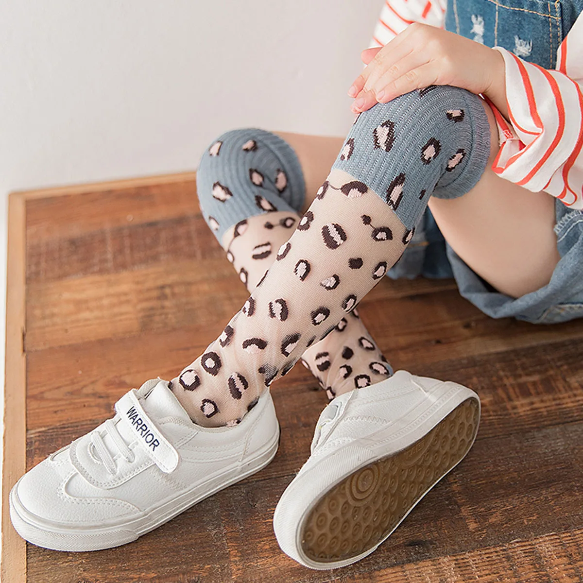 

2020 New Kids Girls Cute Breathable Leopard Knee Stockings Soft Comfortable Mid Tube Stockings