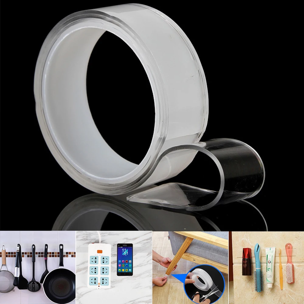 Многоразовая Двусторонняя Волшебная нано лента 1/2/3 м клейкая без следов