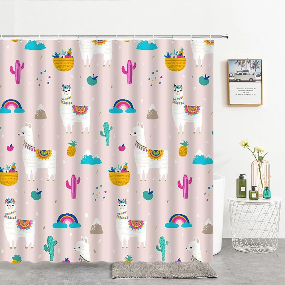 3d-занавеска для ванной с рисунком кота альпака водонепроницаемая моющаяся